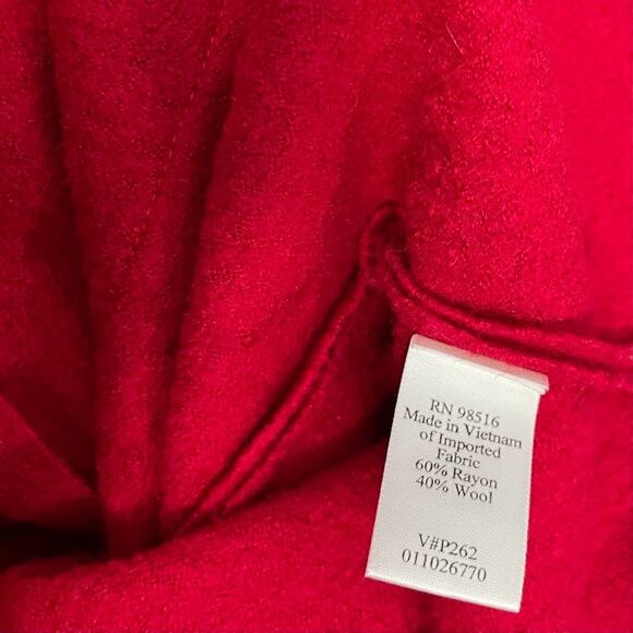Coldwater Creek Boiled Wool Jacket Plus Sz 2X Cherry Red Preppy Lagenlook Artsy - Picture 6 of 12